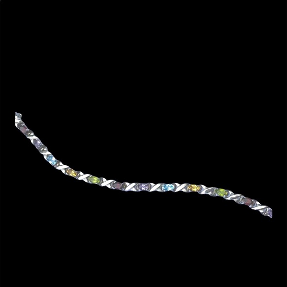 Sterling silver multi-gem stone bracelet 7” - Picture 3 of 13